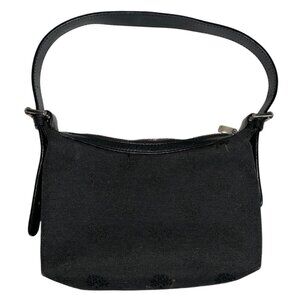 mulberry black signature tree logo print black leather strap mini hand bag